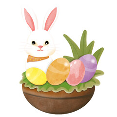 easter bunny with easter eggs