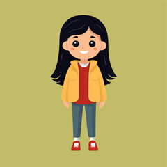 vector flat asian child posing