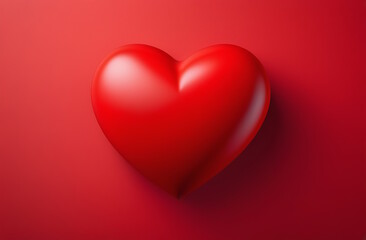 A red heart in close-up on a red background. A symbol of love. Generative AI