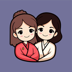 Asian cute ladies sisters have fun