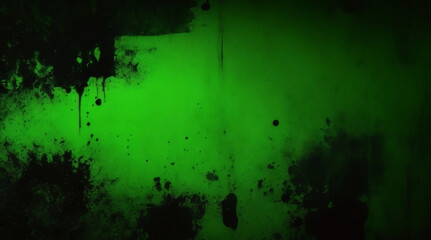 Elegant dark emerald green background with black shadow border and old vintage grunge texture design. Matte green texture or background with stains, waves and grain elements.