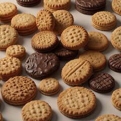 Fototapeta na wymiar Visually enticing 4K image of an assortment of biscuits on a clean background