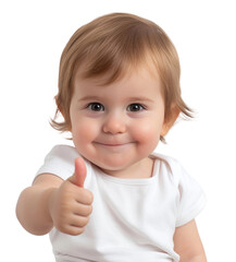 boy raising thumb isolated from white or transparent background
