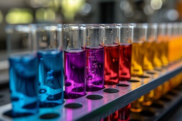 laboratory glasses at experiment in chemistry laboratory