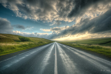 Fototapeta premium The road under the sunset.