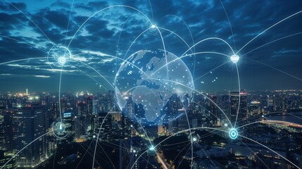 Fototapeta premium Connecting Continents: Wireless Signs Encompassing the Globe