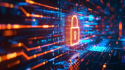 Obraz premium Digital Security: Signs Amidst the Lock Symbol