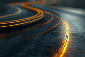 Road with straight path in real life 3d illustration photo.