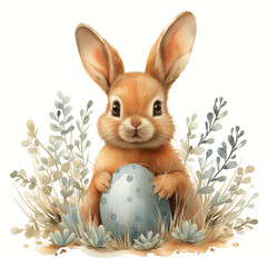 easter bunny with easter eggs, generative ai