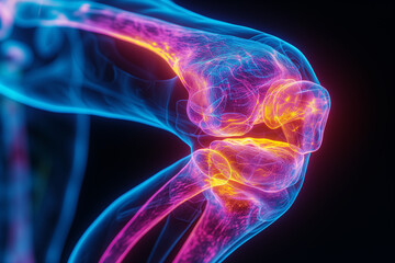 Obraz premium X ray of human knee, painful knee. Generative ai