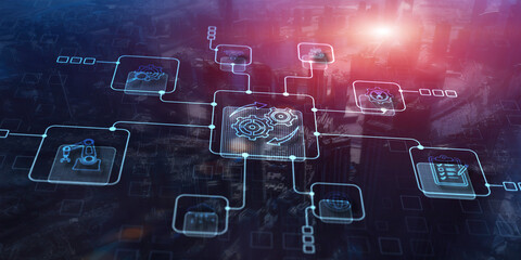 Automation icon. Software Technology Process System Business concept