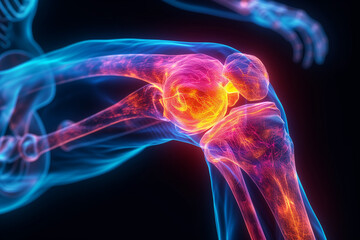 X ray of human knee, painful knee. Generative ai