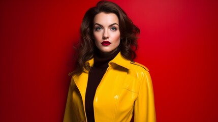 Fototapeta premium Portrait of a woman wearing yellow jacket