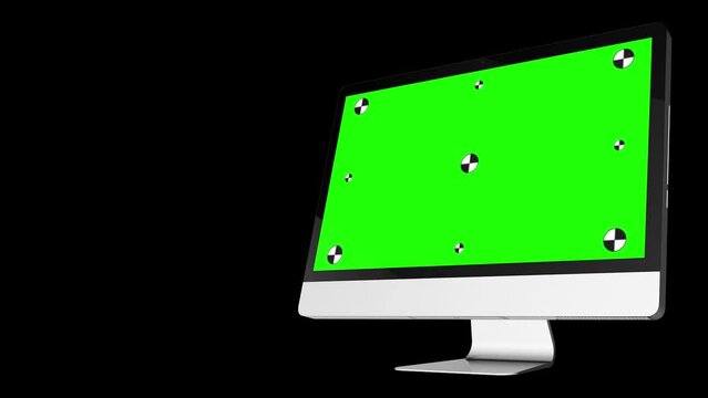 Animated Screen Mockup: Computer Monitor Isolated on Black Screen Background for Website, Photography, Video Display