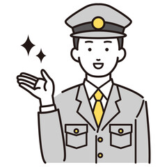 左側を案内する警察官イラスト
