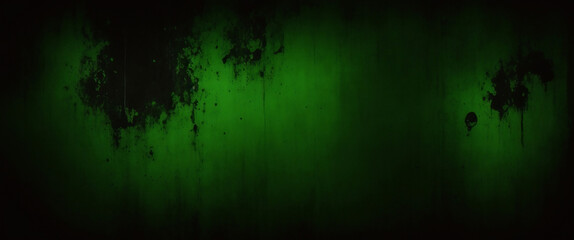 Elegant dark emerald green background with black shadow border and old vintage grunge texture design. Matte green texture or background with stains, waves and grain elements.