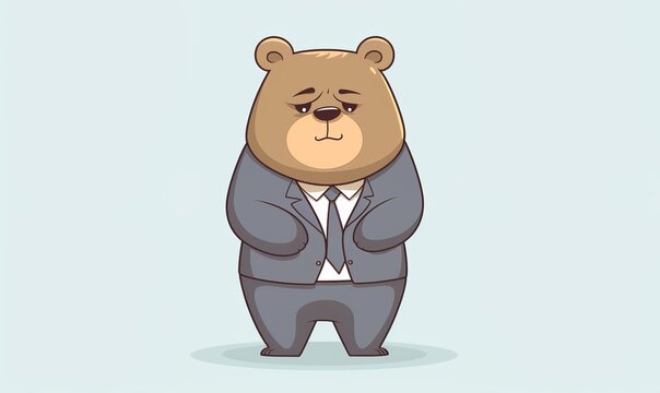 cartoon illustration of a sarcastic funny bear with folded arms
