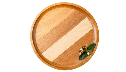 Empty Wooden pizza plate isolated on transparent background