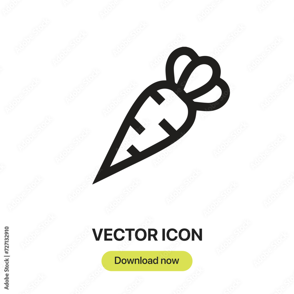 Aufkleber Carrot icon vector. Linear-style sign for mobile concept and web design. Carrot symbol illustration. Pixel vector graphics - Vector.	