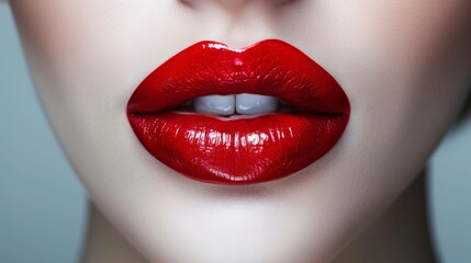 Fototapeta premium close up of lips with red lipstick