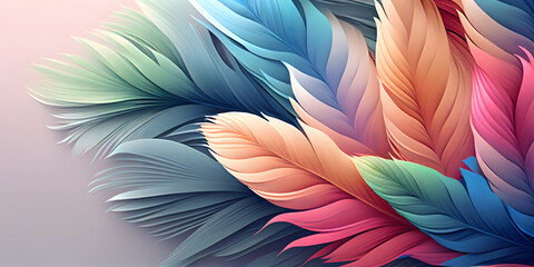 pastel colour feather abstract background. Generative AI.