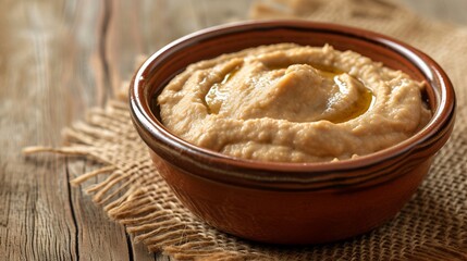 
Hummus sauce in a small bowl 