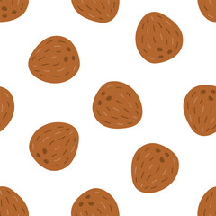 Seamless pattern with doodle coconuts
