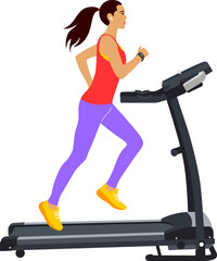 A young woman running on a treadmill.