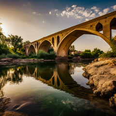 Fototapeta na wymiar lifestyle photo iran ancient bridge over river.
