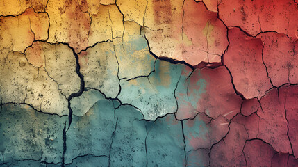Obraz premium background with a cracked colorful wall, offering a unique and textured canvas for creative and eye-catching content