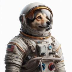 A cute dog in an astronaut costume