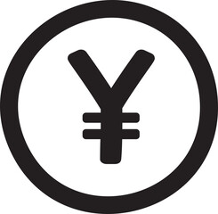 Coin Icon Money Yen Currency Hand Drawn Vector