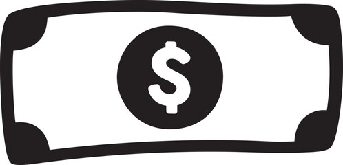 Paper Money Icon Dollar Currency Hand Drawn Outline Vector