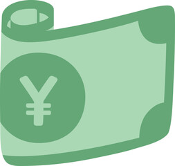 Roll Paper Money Icon Yen Currency Hand Drawn Vector Isolated