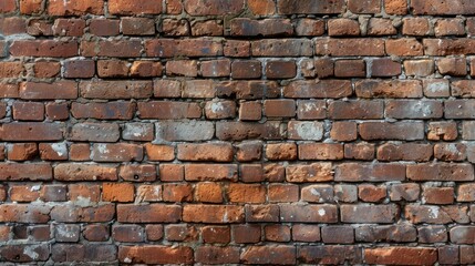 Fototapeta premium A rustic brick wall background, weathered red bricks.
