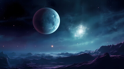 Fototapeta na wymiar Cosmic illustration showing vibrant cosmic background