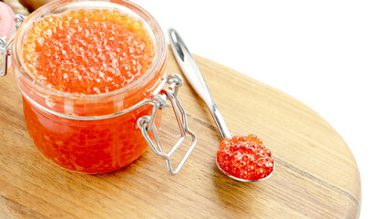 red caviar on a white background