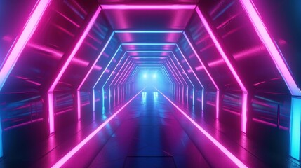 Fototapeta premium Abstract futuristic geometric neon light background