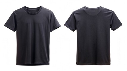 front and back of black tshirt on white background