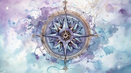 Wind rose ,.Compass watercolors 