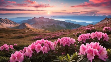 sunset in the mountains