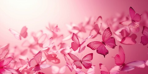 Fototapeta na wymiar butterfly background. Background of beautiful pink butterflies in a pink shade. butterfly banner
