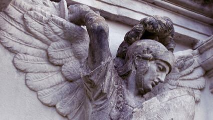 Beautiful angel face of a woman. Mercy and peace. (monument of the nineteenth century by an unknown author)
