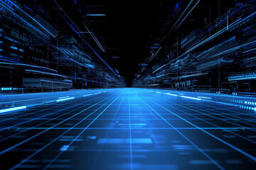 Blue space techno road virtual universe adobe after effects image.