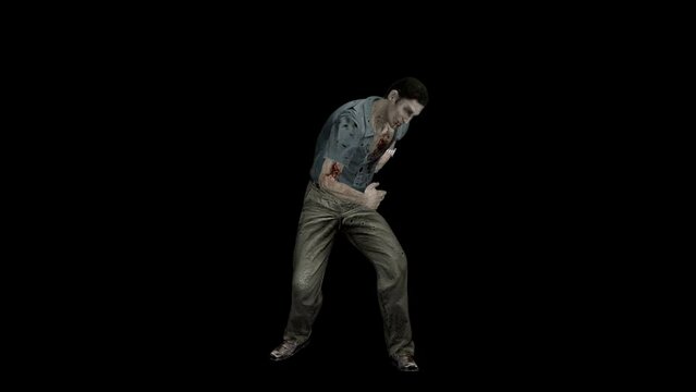 The zombie attack. Attack of aggressive zombies. Realistic 3D animation.