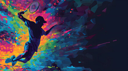 Immerse in the precision of BADMINTON with a neon mosaic, assembling small, colorful tiles to capture the dynamic movement and spirit of this Olympic sport.