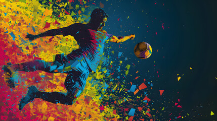 Immerse in the precision of FOOTBALL with a neon digital painting capturing the dynamic movement and spirit of this Olympic sport.