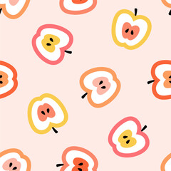 Seamless pattern with colorful apple slices