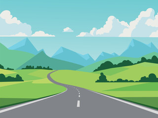 road in mountains landscape design illustration