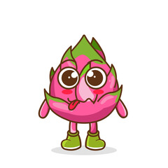 dragonfruit character in sweet expression while sticking out her tongue